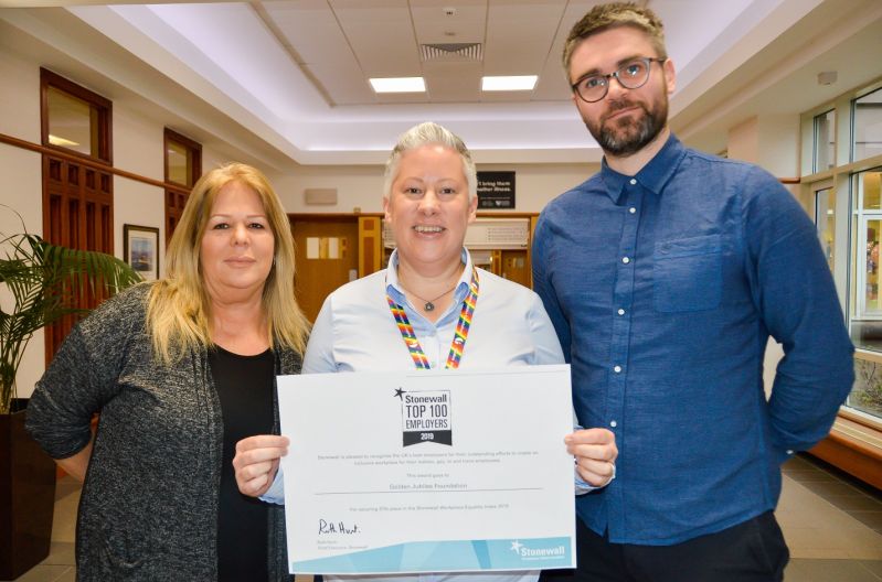 3 members of staff with Stonewall certificate